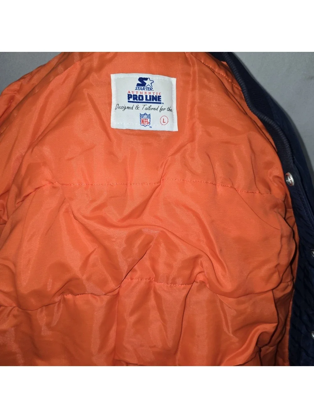 Vtg 90s Chicago Bears Starter Satin Bomber Jacket Authentic Pro Line Men's L Y2K